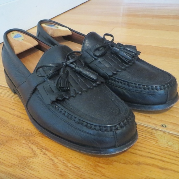 Johnston & Murphy Mens Black Leather Tassel Loafer